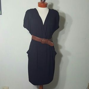 J F W Black Sleevless Belted Dress 2X